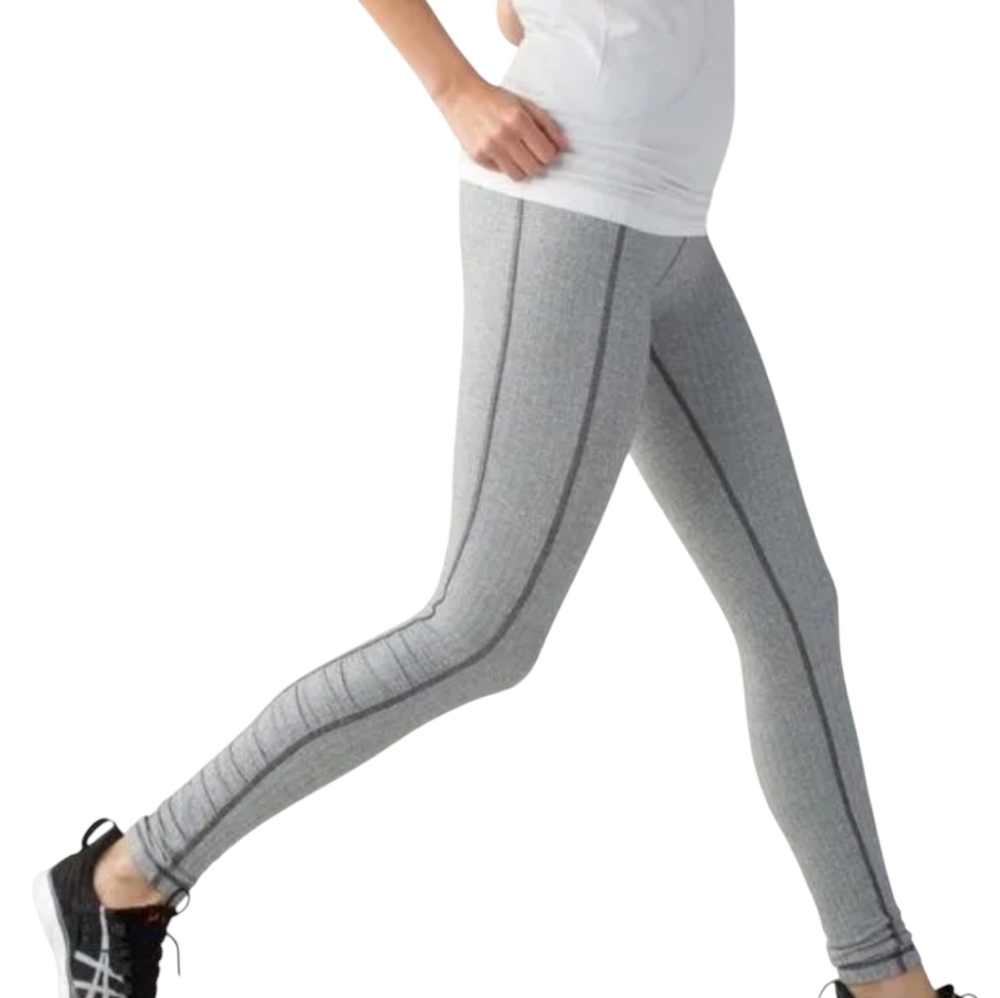 Lululemon 6 Turn Around Tight Heathered Herringbone Black White Yoga Run Legging